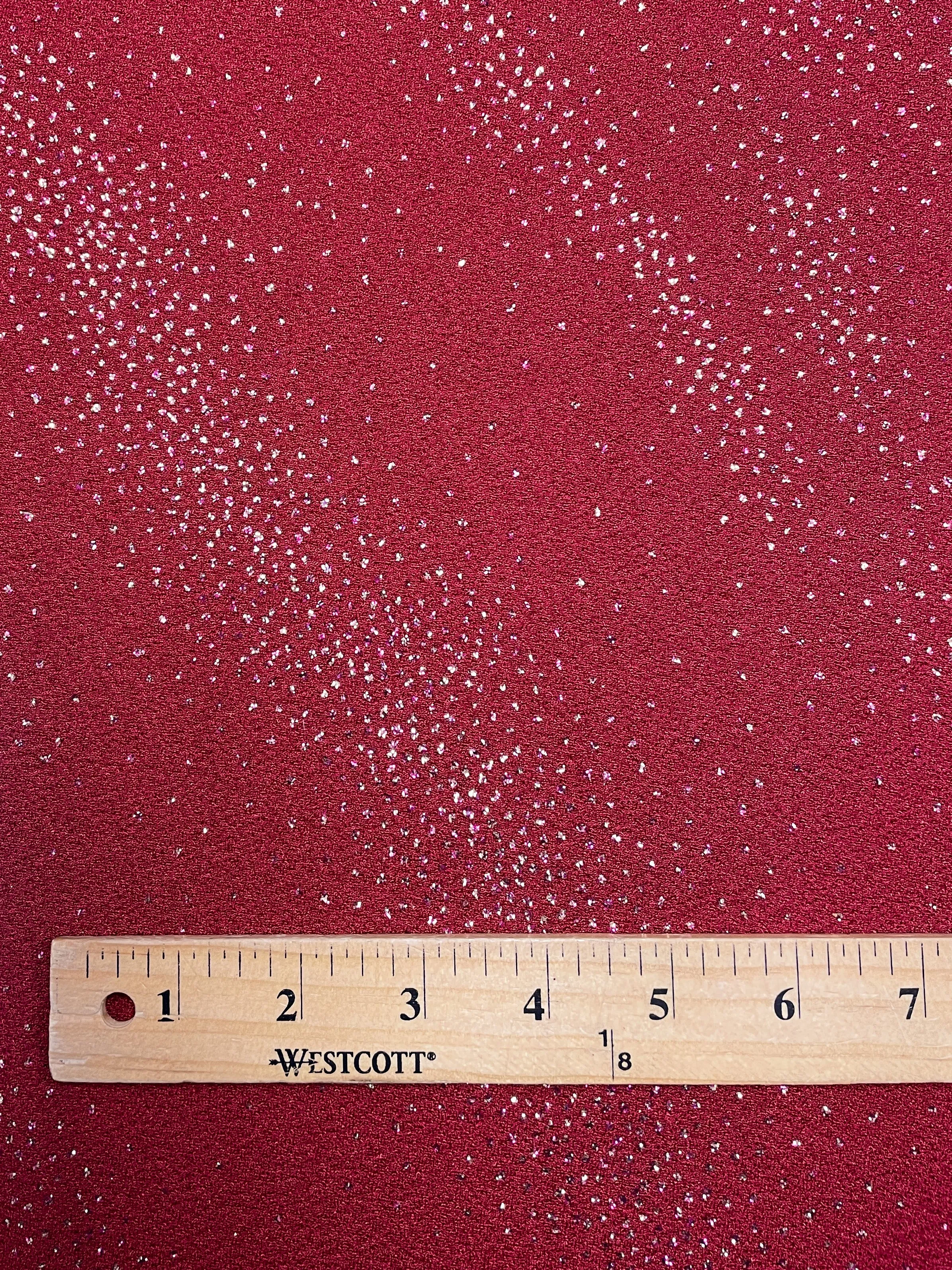 1 3/4 YD Polyester Stretch Knit - Red with Glitter