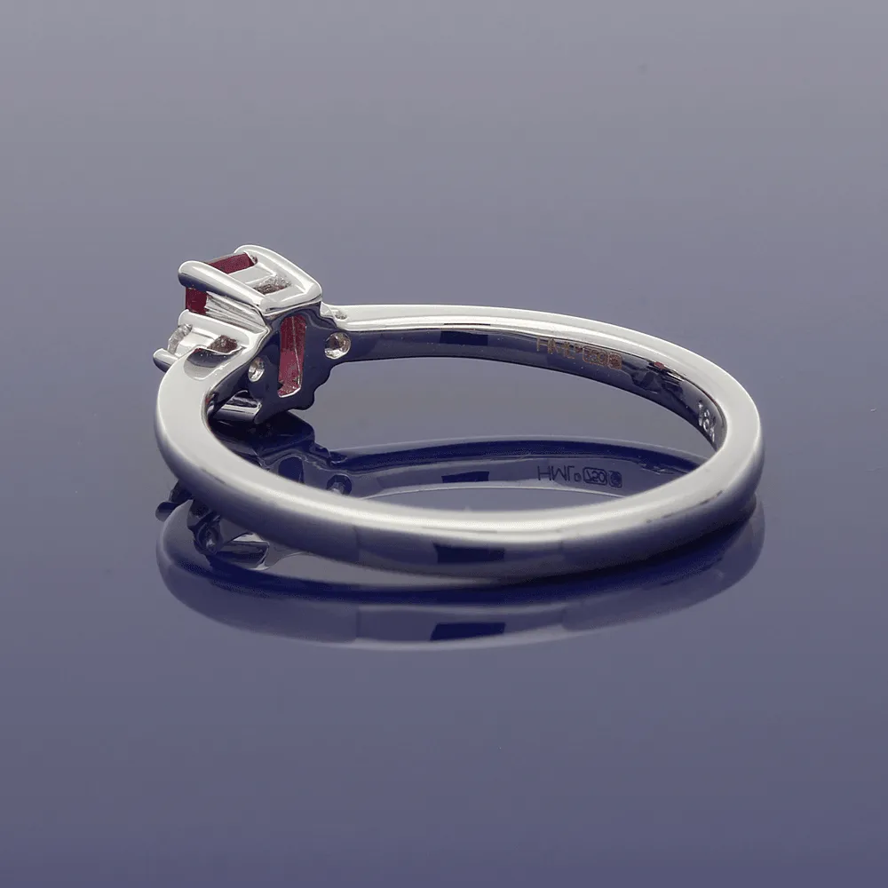 18ct White Gold Ruby & Diamond Trilogy Ring