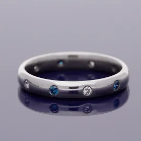 18ct White Gold Sapphire & Diamond Roman Set Eternity Ring