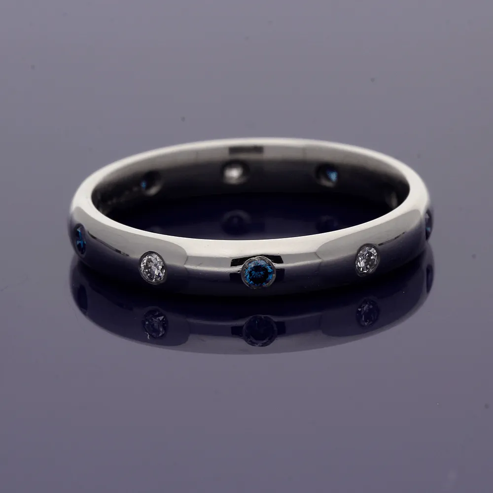 18ct White Gold Sapphire & Diamond Roman Set Eternity Ring
