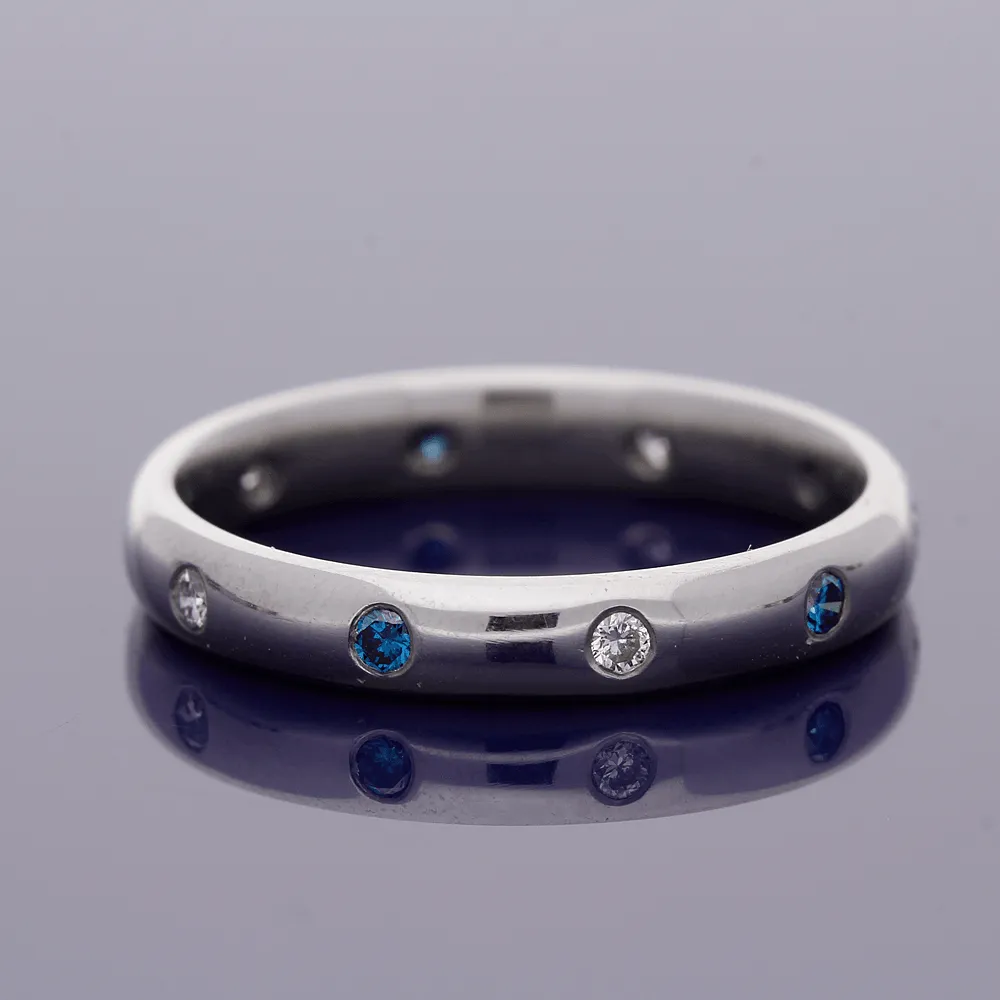 18ct White Gold Sapphire & Diamond Roman Set Eternity Ring