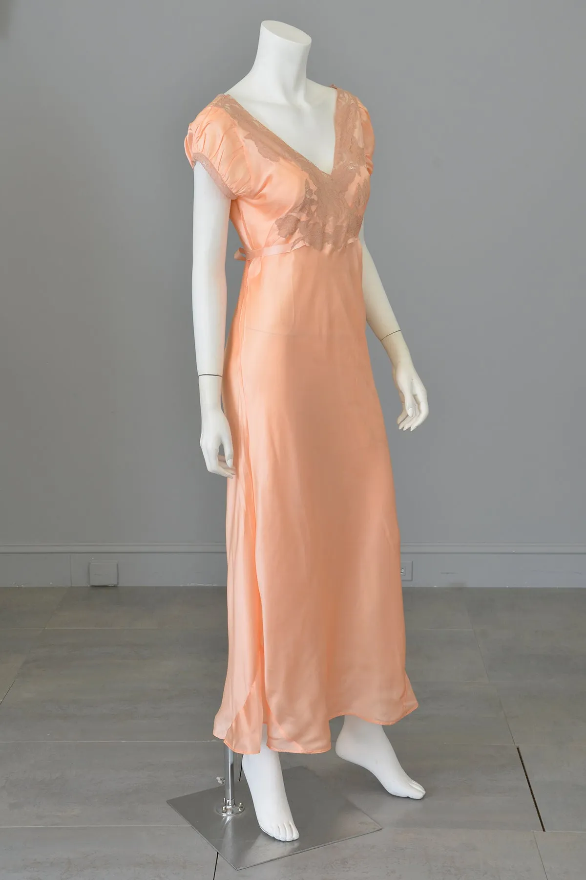 1930s Peach Negligee Nightgown -  As Is