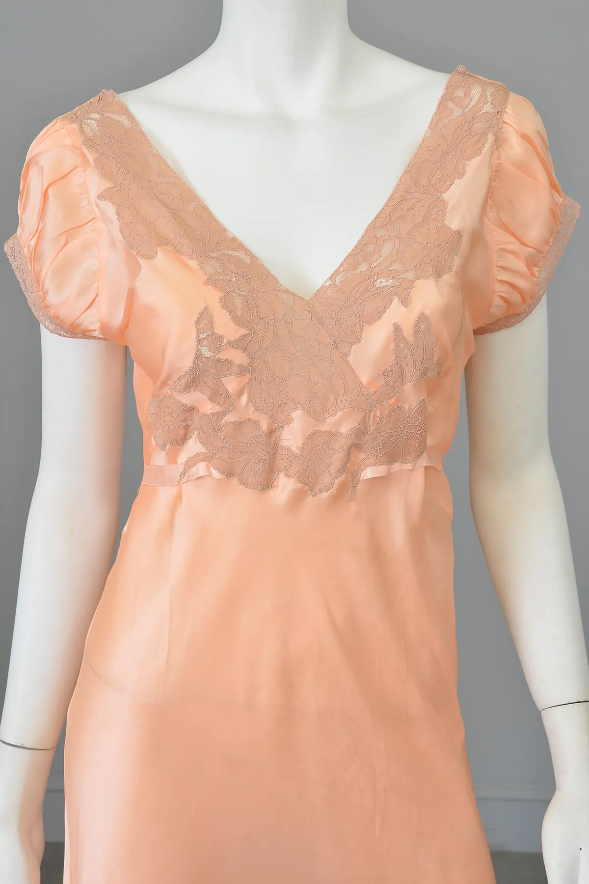 1930s Peach Negligee Nightgown -  As Is