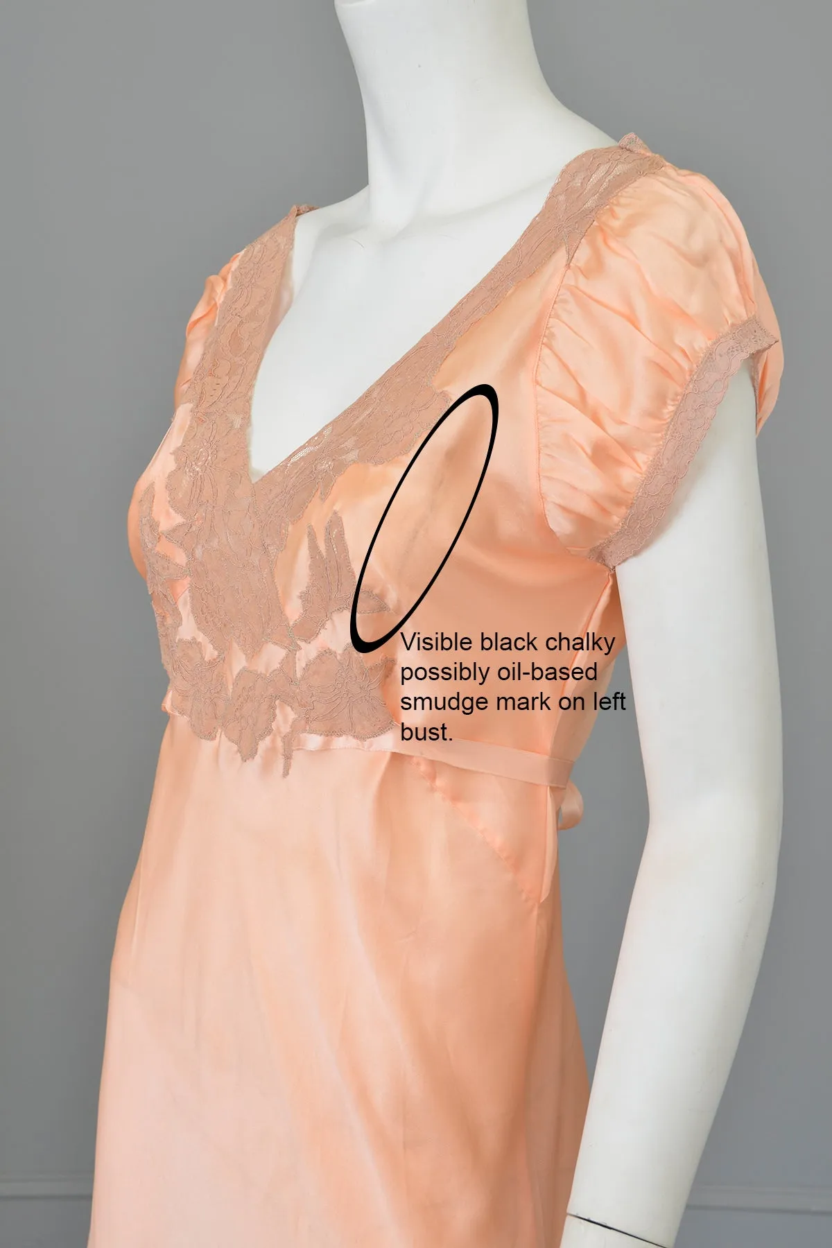 1930s Peach Negligee Nightgown -  As Is