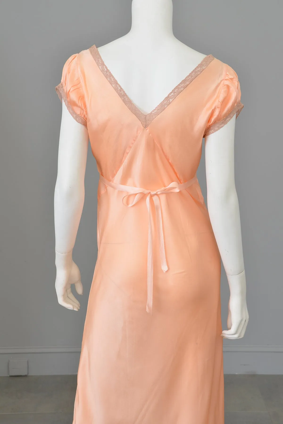 1930s Peach Negligee Nightgown -  As Is