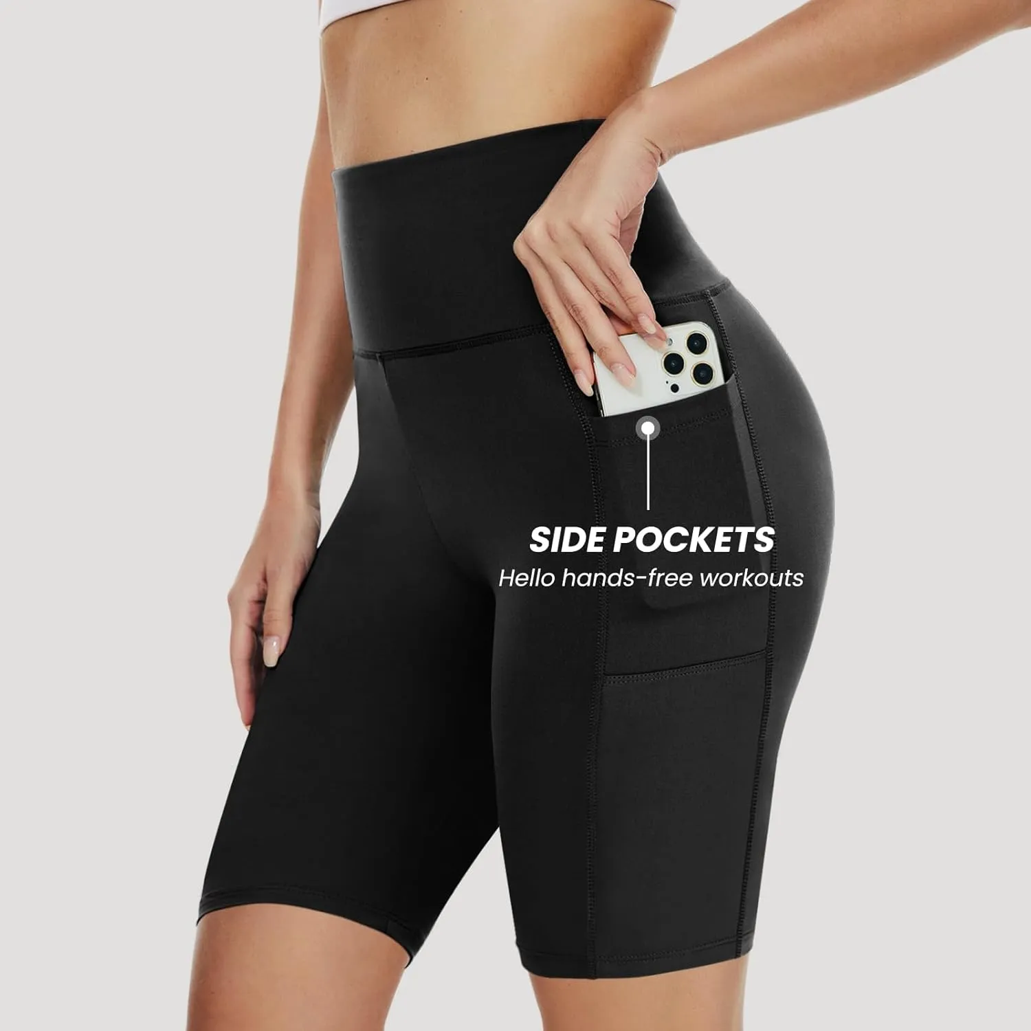 3 Pack Biker Shorts for Women  8" Black High Waisted Tummy Control for Gym Workout Athletic Cheerleading Yoga