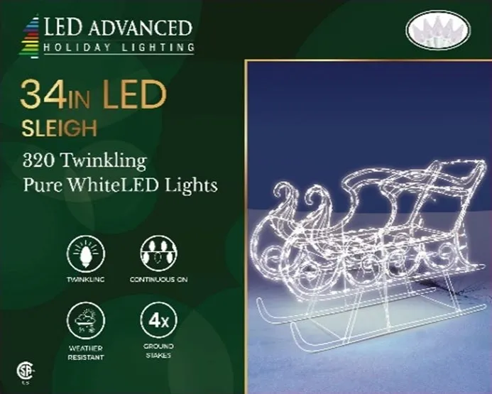 3-Piece Pure White Twinkling LED Elegant Bucks and Sleigh Wire Sculptures