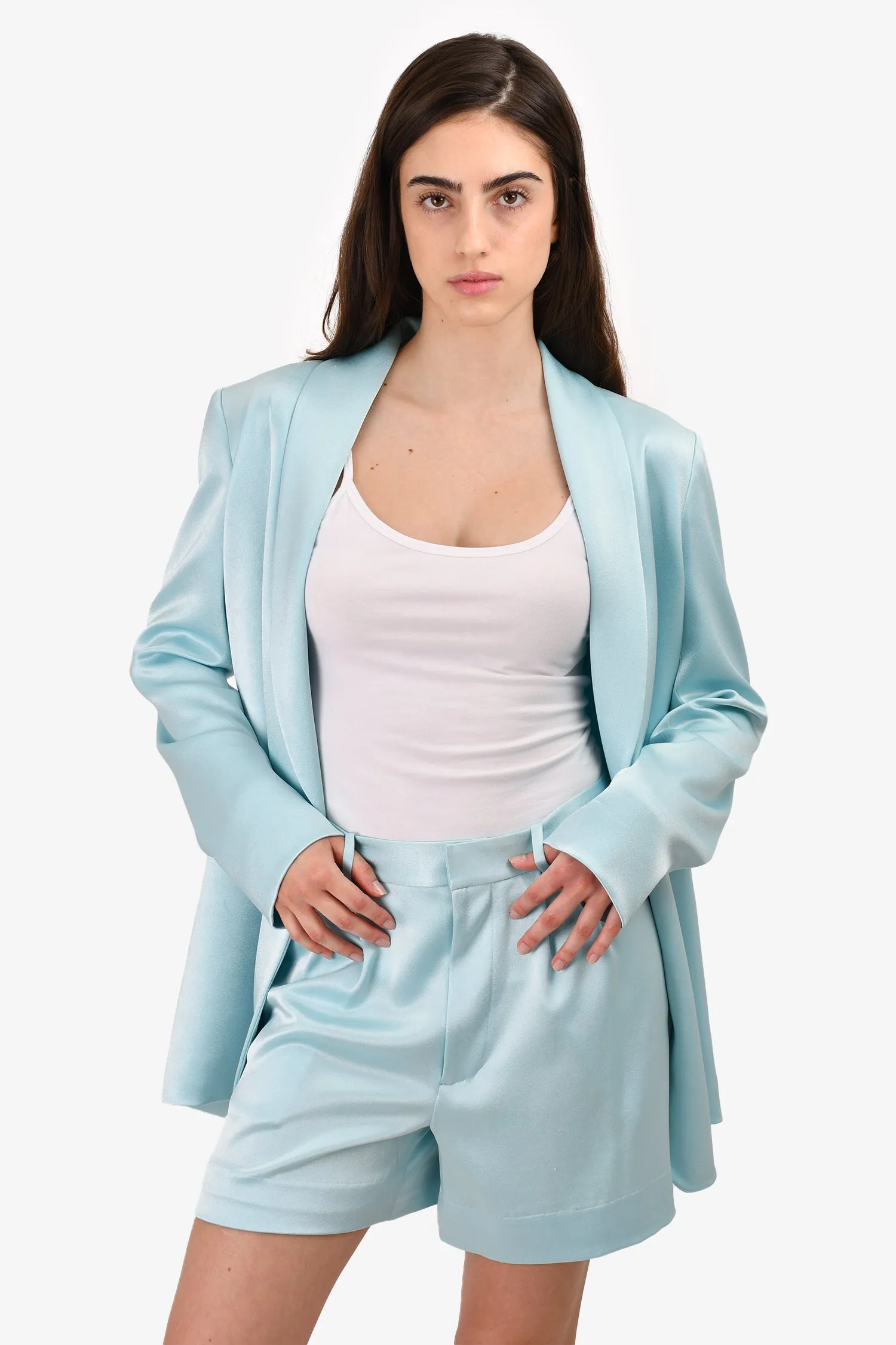 Alice & Olivia Blue Satin Shorts Size 4