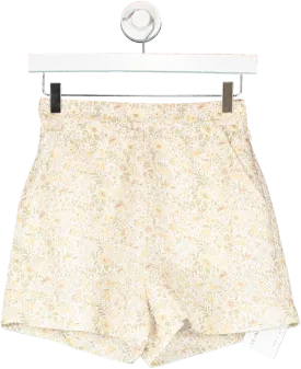 & Other Stories Cream / Green Floral Print Shorts UK 6