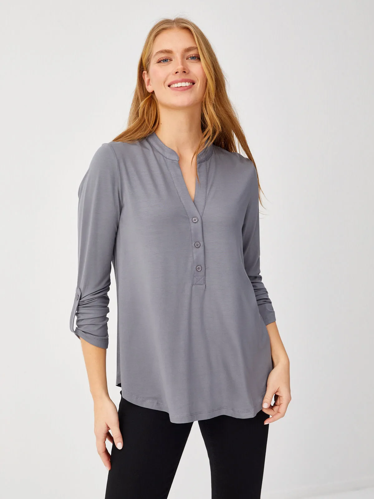 Anthracite Freaky Collar Long Sleeve T-Shirt 68023