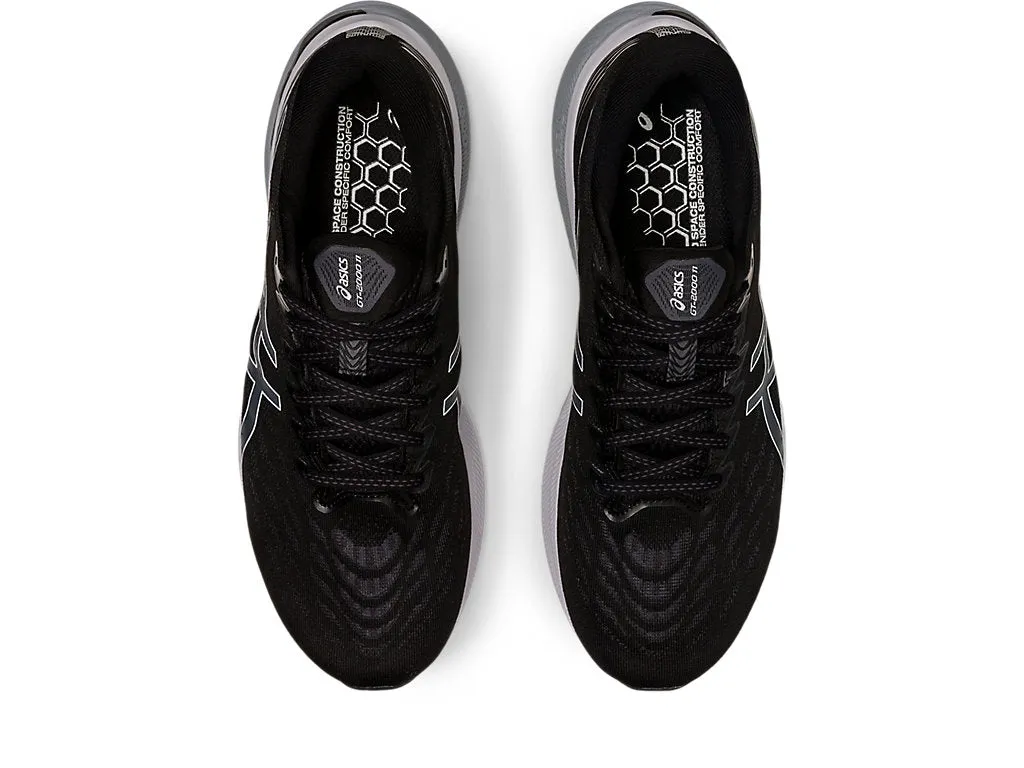 Mens ASICS GT-2000 11 Running Shoes - Black/White, Lightweight and Supportive