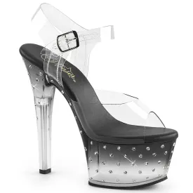 ASPIRE-608STD Black Tinted Rhinestone Comfortable 6 Inch Heel