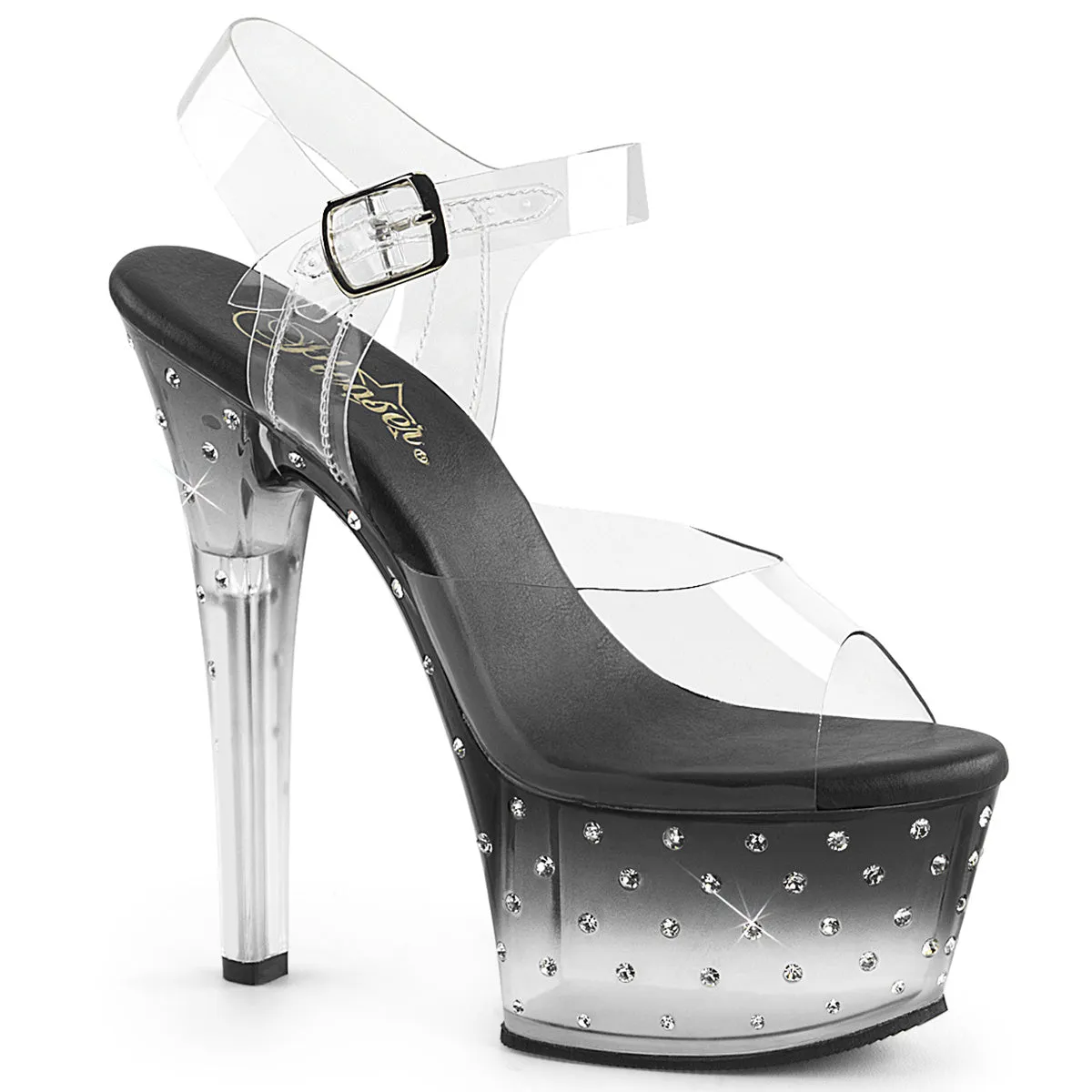 ASPIRE-608STD Black Tinted Rhinestone Comfortable 6 Inch Heel