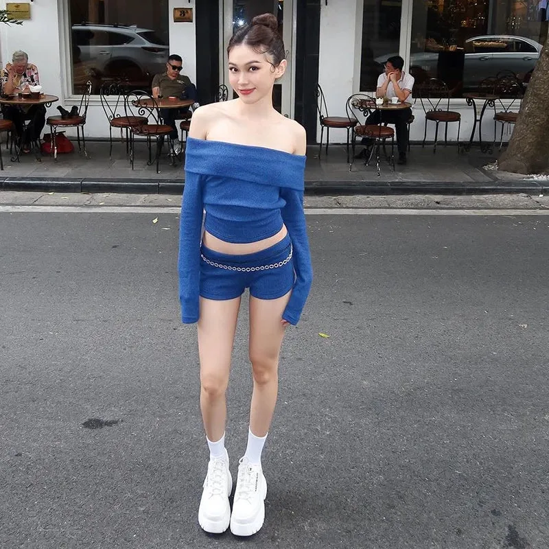 Audrey One-Shoulder Blue Two-Piece