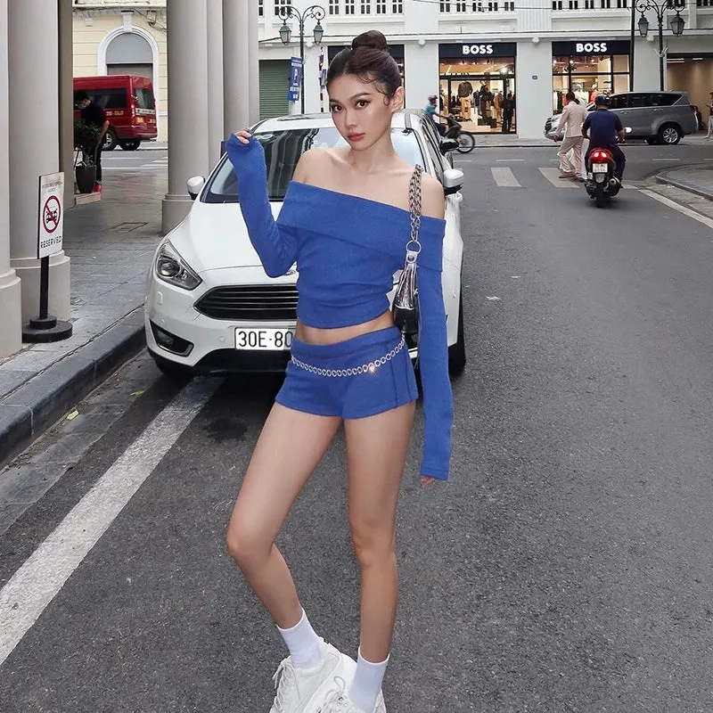 Audrey One-Shoulder Blue Two-Piece
