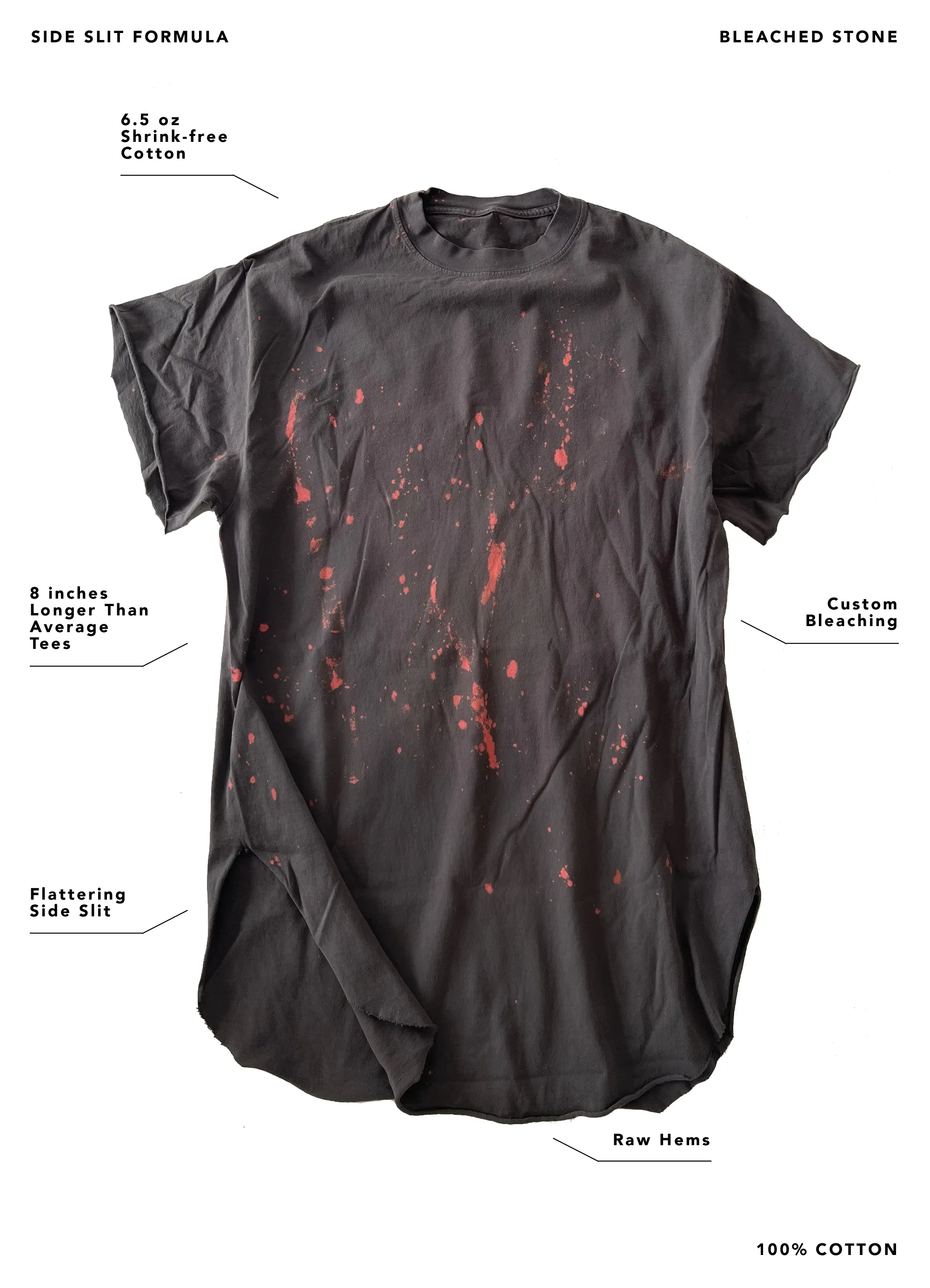 BAD TO THE BONE BLEACHED OUT SIDE SLIT TEE