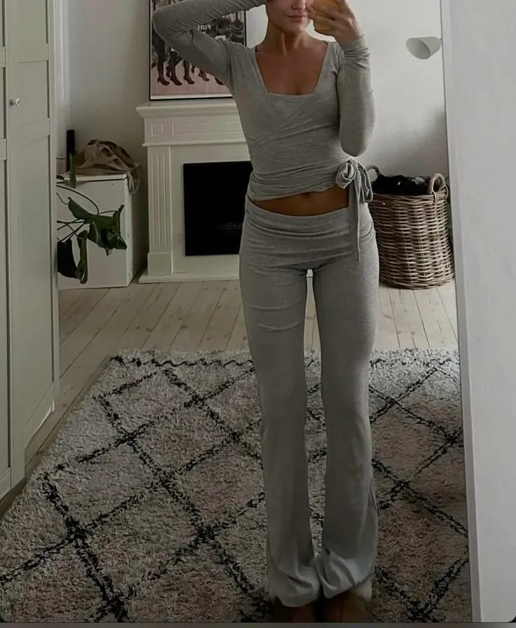 Ballet Wrap Tops for Women Y2k Long Sleeve Pilates Coquette Tops V-Neck Fitted Tie Front Crop Shirts Workout Blouse