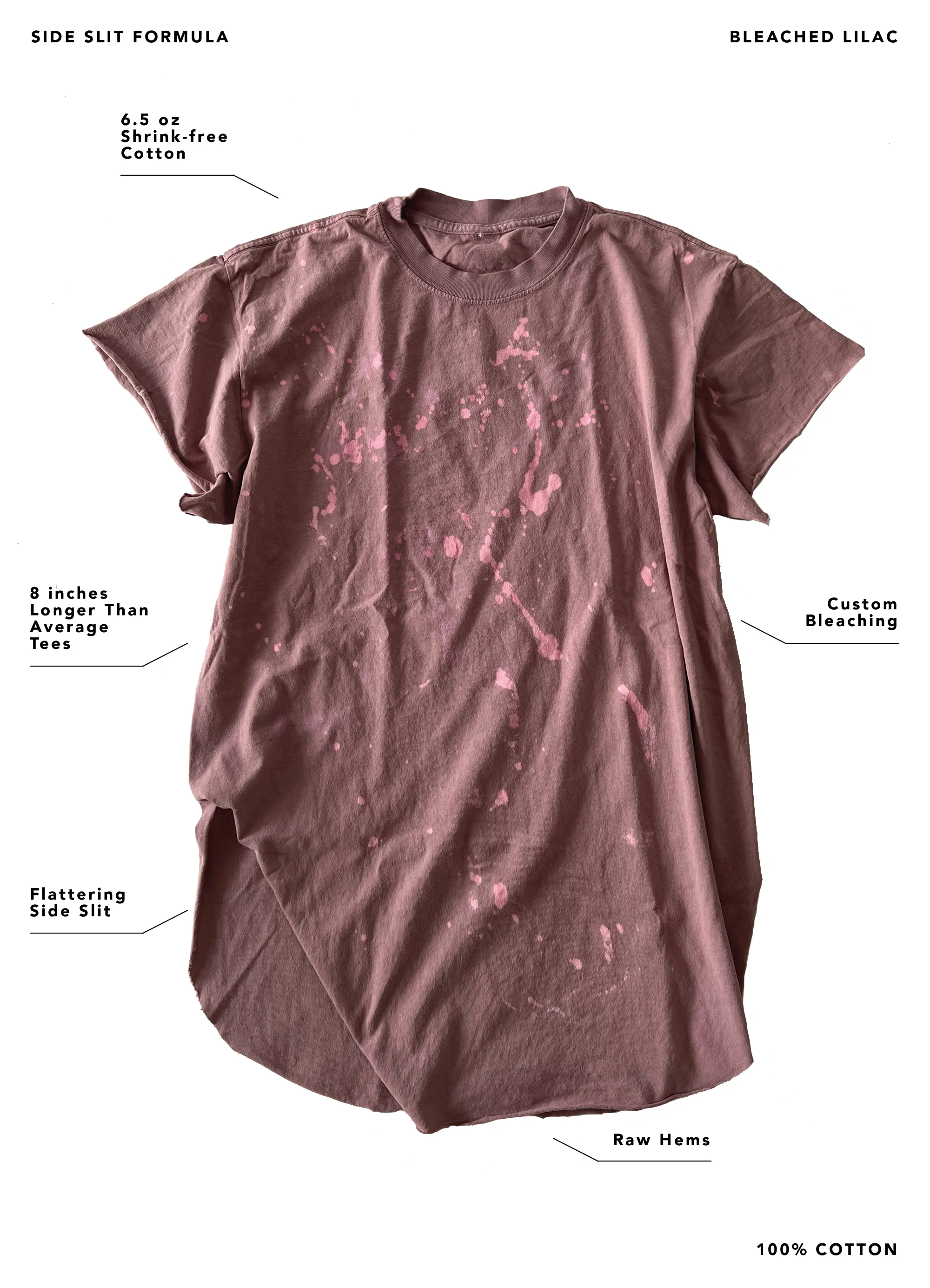 BE KIND (IT'S NOT THAT HARD TO DO) BLEACHED OUT SIDE SLIT TEE