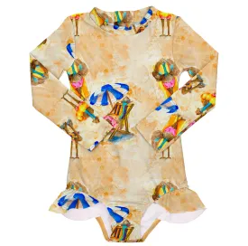 Beach Emu Girls Long Sleeve Back Zip Swimmers