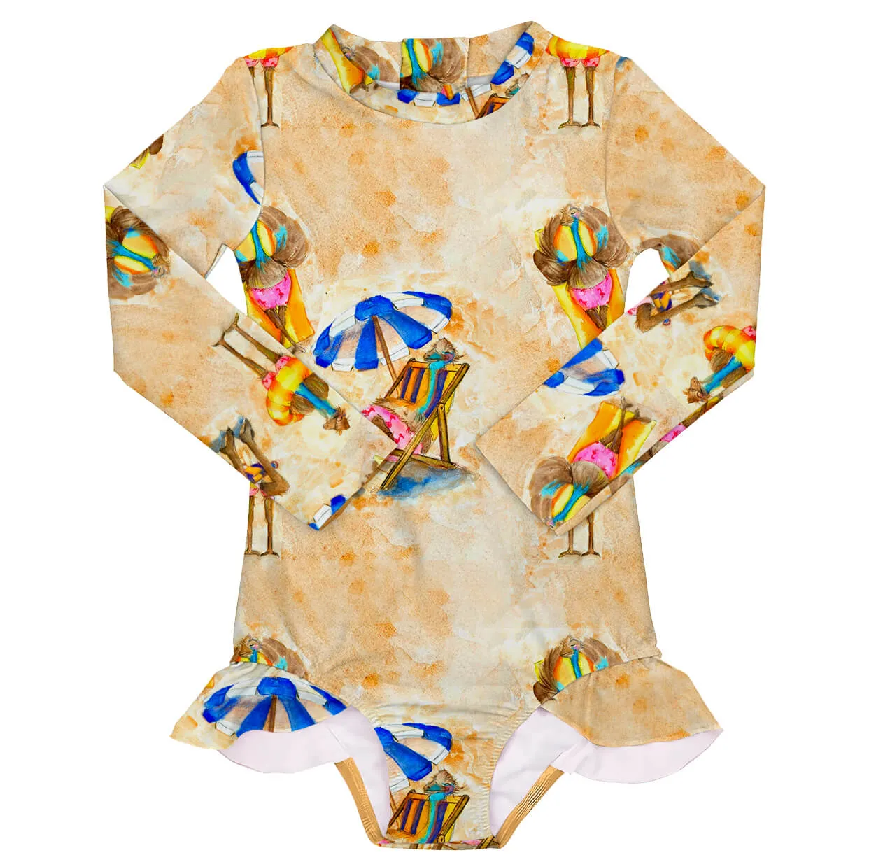 Beach Emu Girls Long Sleeve Back Zip Swimmers