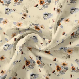 Beautiful Anemone Flower Bunch Digital Printed Fabric - Rayon