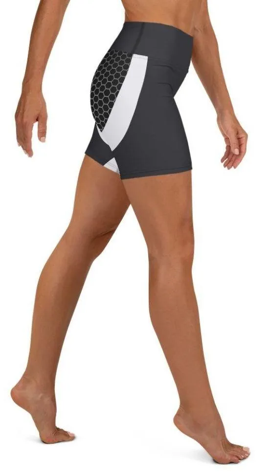 Beehive Geometric Yoga Shorts Onyx Gray