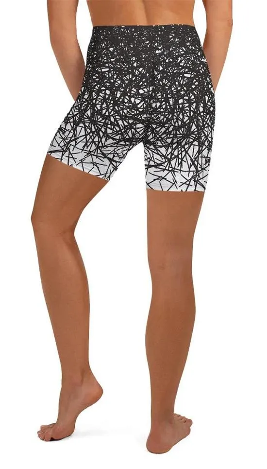 Black & White Ombre Yoga Shorts
