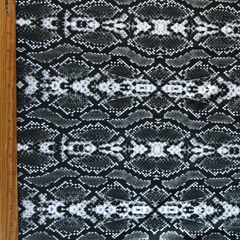 Black and Grey Snakeskin Nylon Spandex Swimsuit Fabric