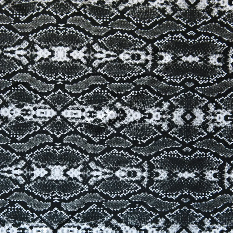 Black and Grey Snakeskin Nylon Spandex Swimsuit Fabric