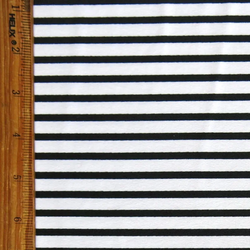 Black and White Summertime Stripe Nylon Spandex Swimsuit Fabric