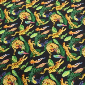 Black Background with Multicolored Floral Printed Fabric
