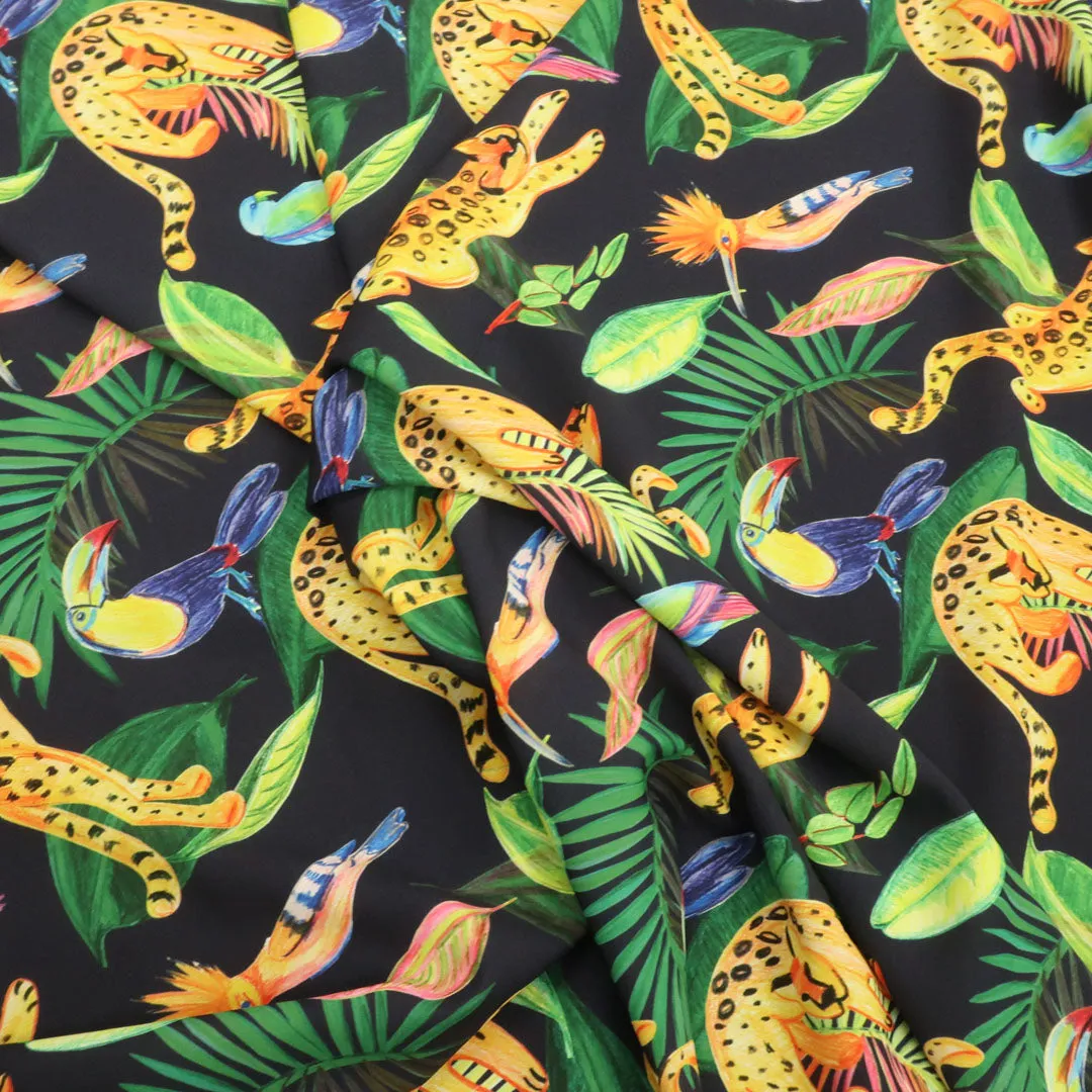 Black Background with Multicolored Floral Printed Fabric