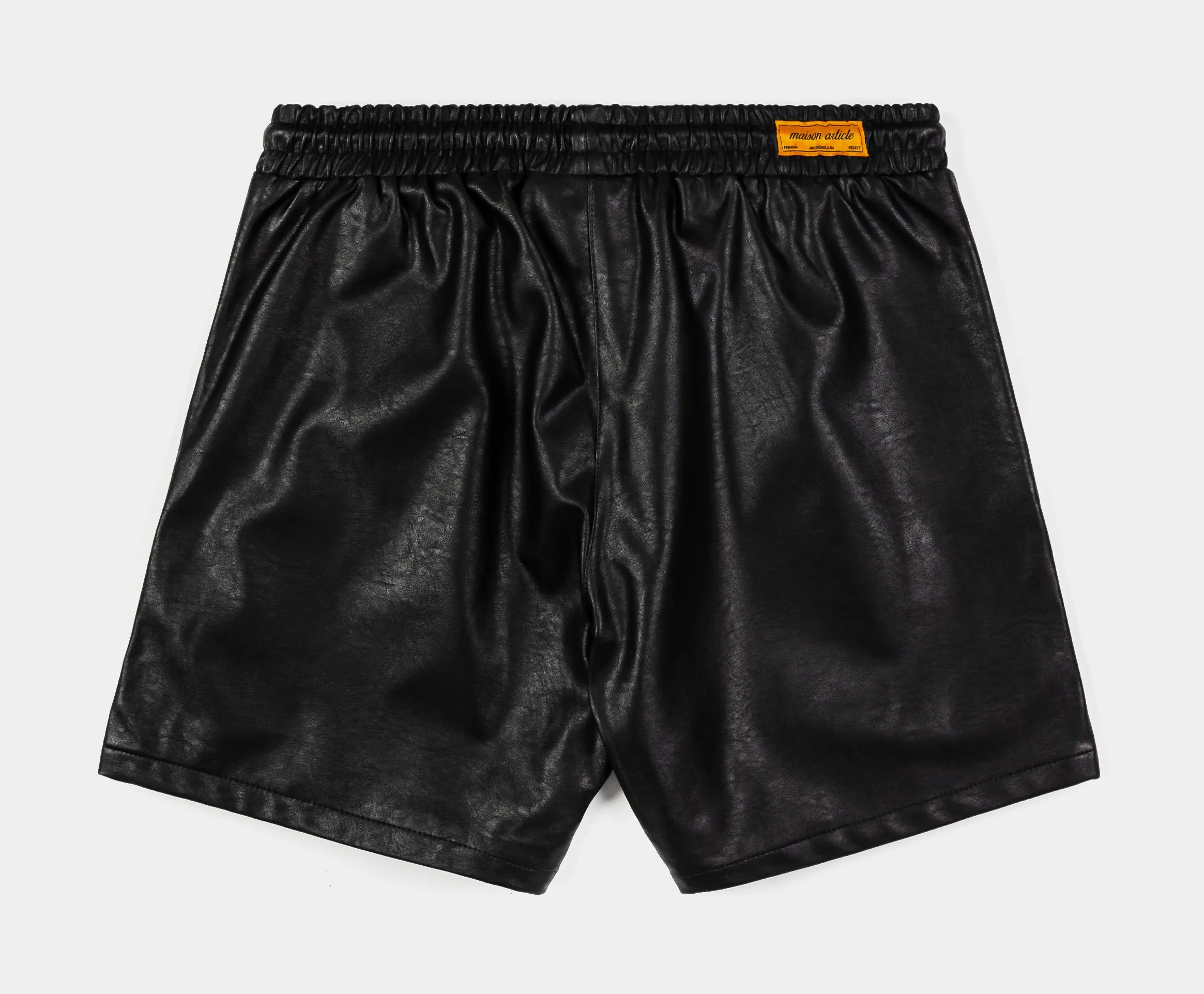 Black Leather Mens Shorts (Black)