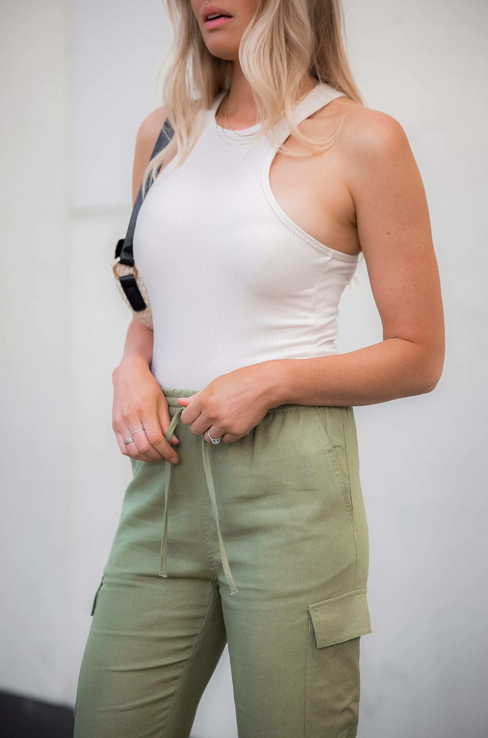 Black Serena Straight Leg Cargo Linen Pants