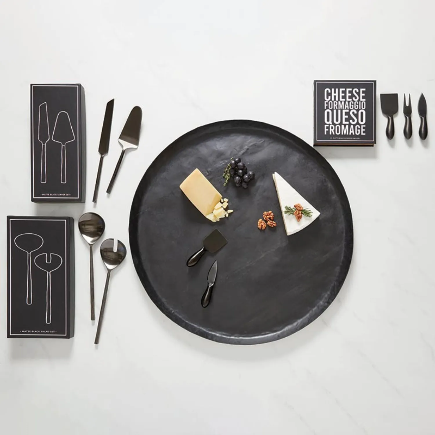 Black Spoon and Spork Salad Serving Set