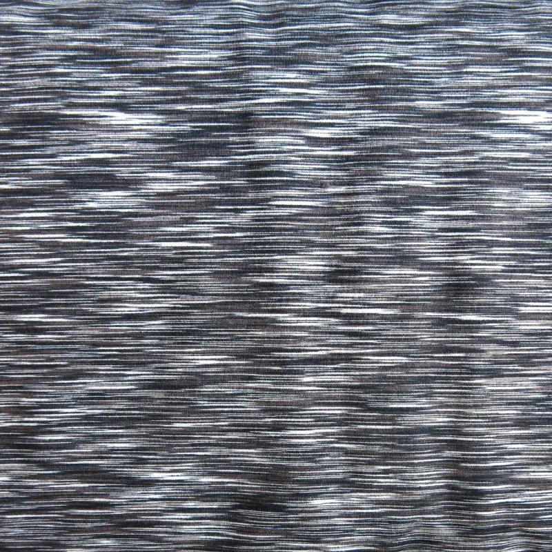 Black/Charcoal Space Dye Poly Lycra Jersey Knit Fabric - 26" Remnant
