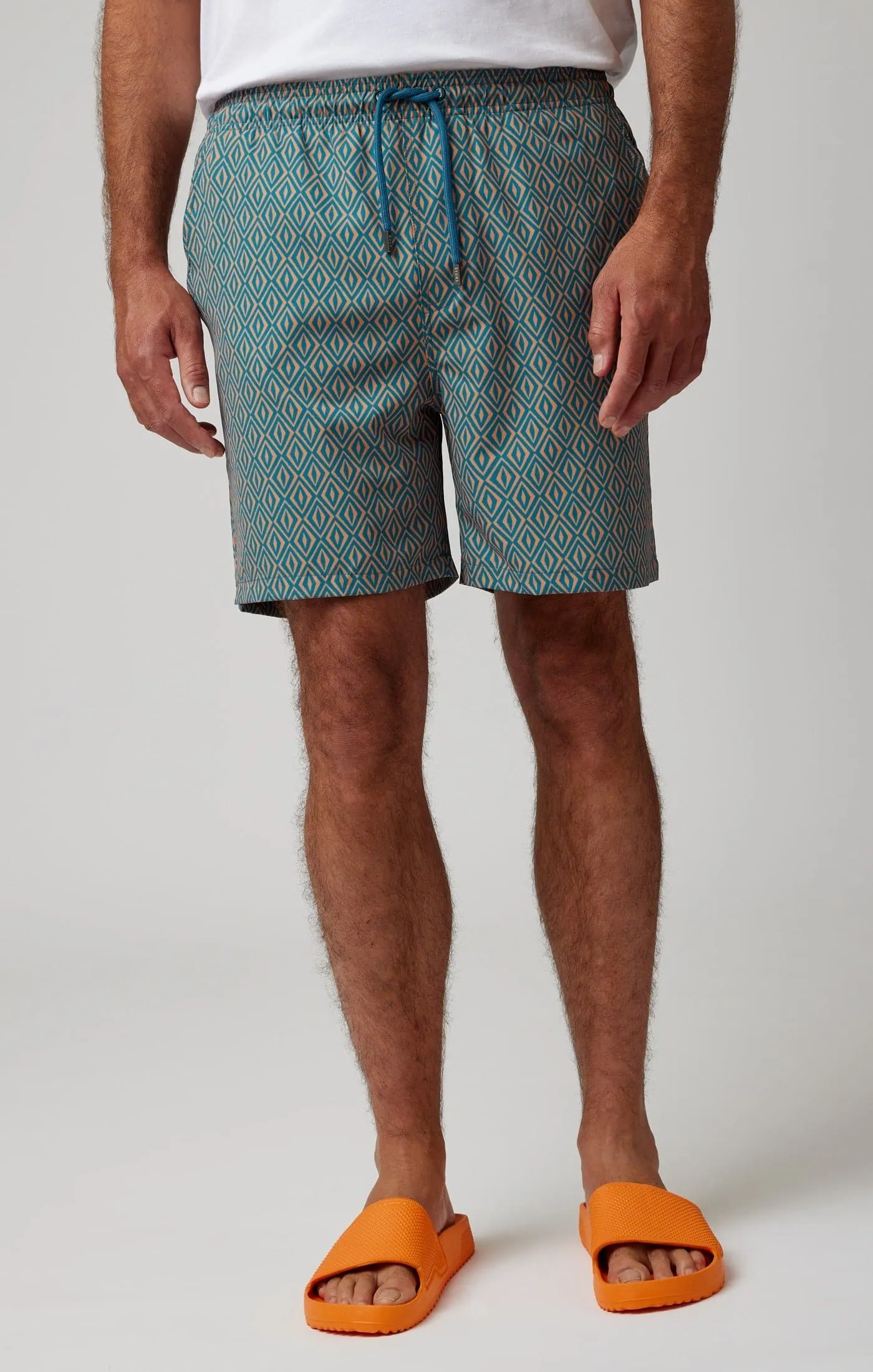 Blue Retro Diamond Swim Shorts