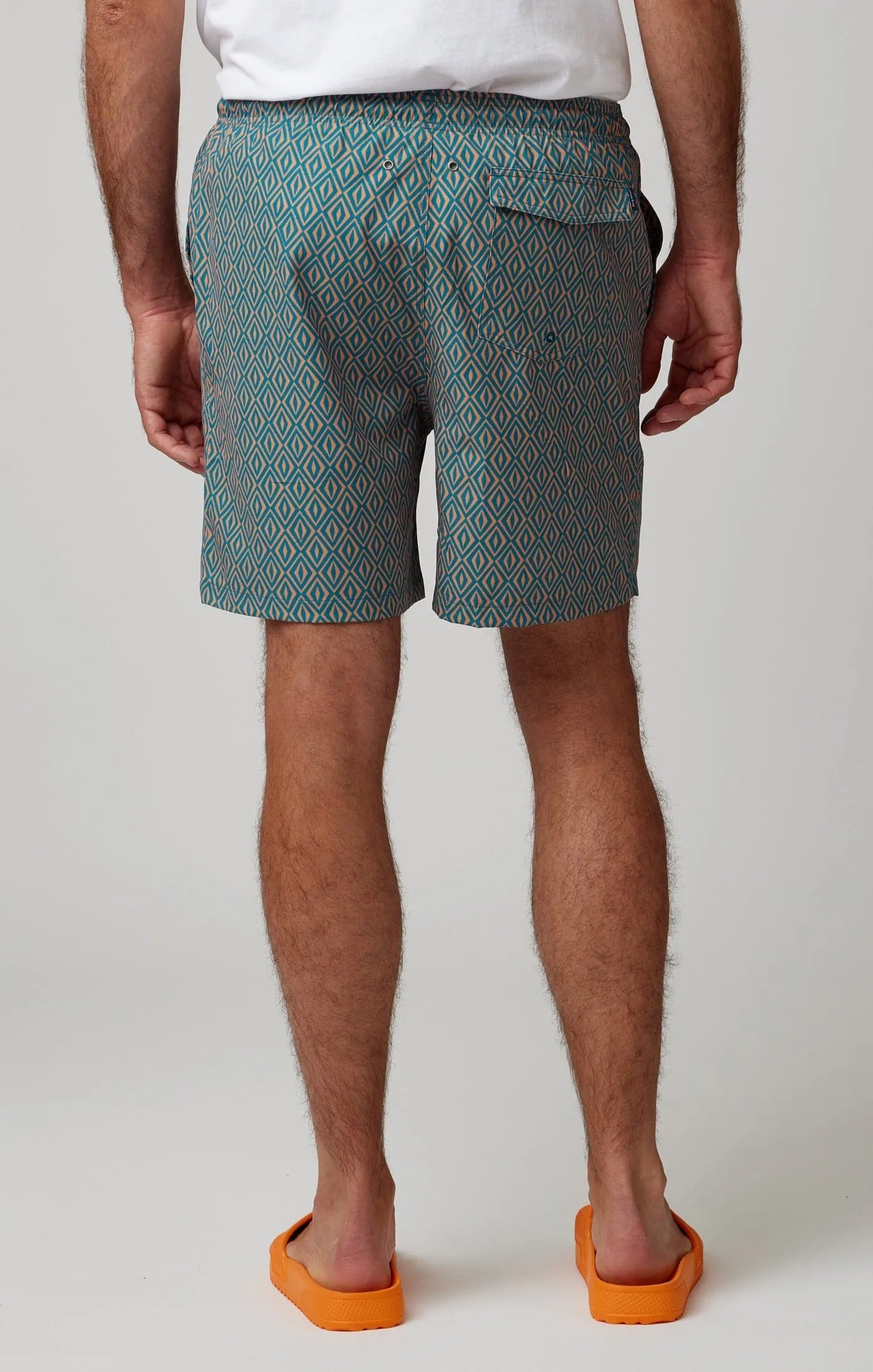Blue Retro Diamond Swim Shorts