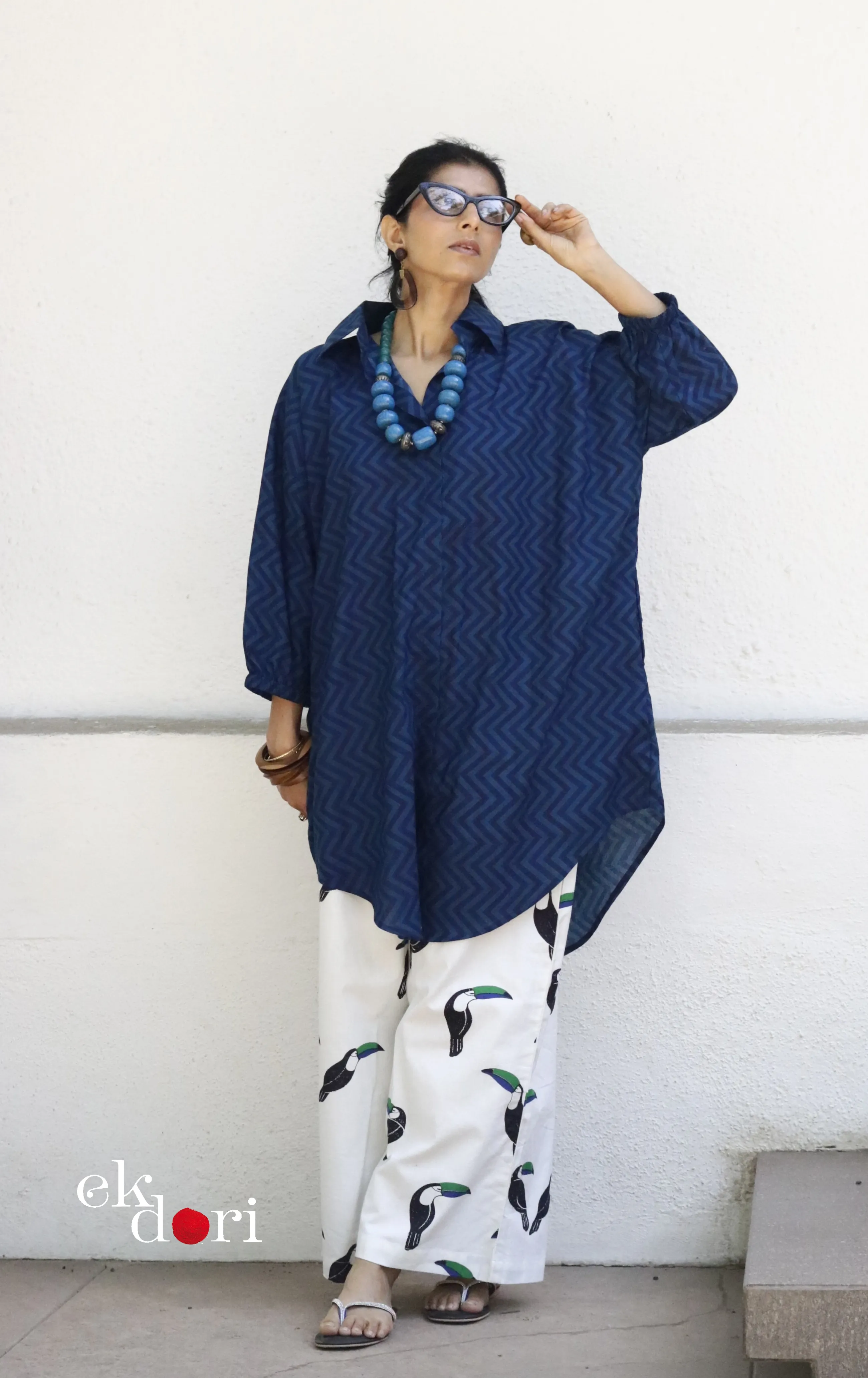 Blue Tucan Cotton Co-ord Set : Buy Kurta Palazzo Cotton Co-ord Set