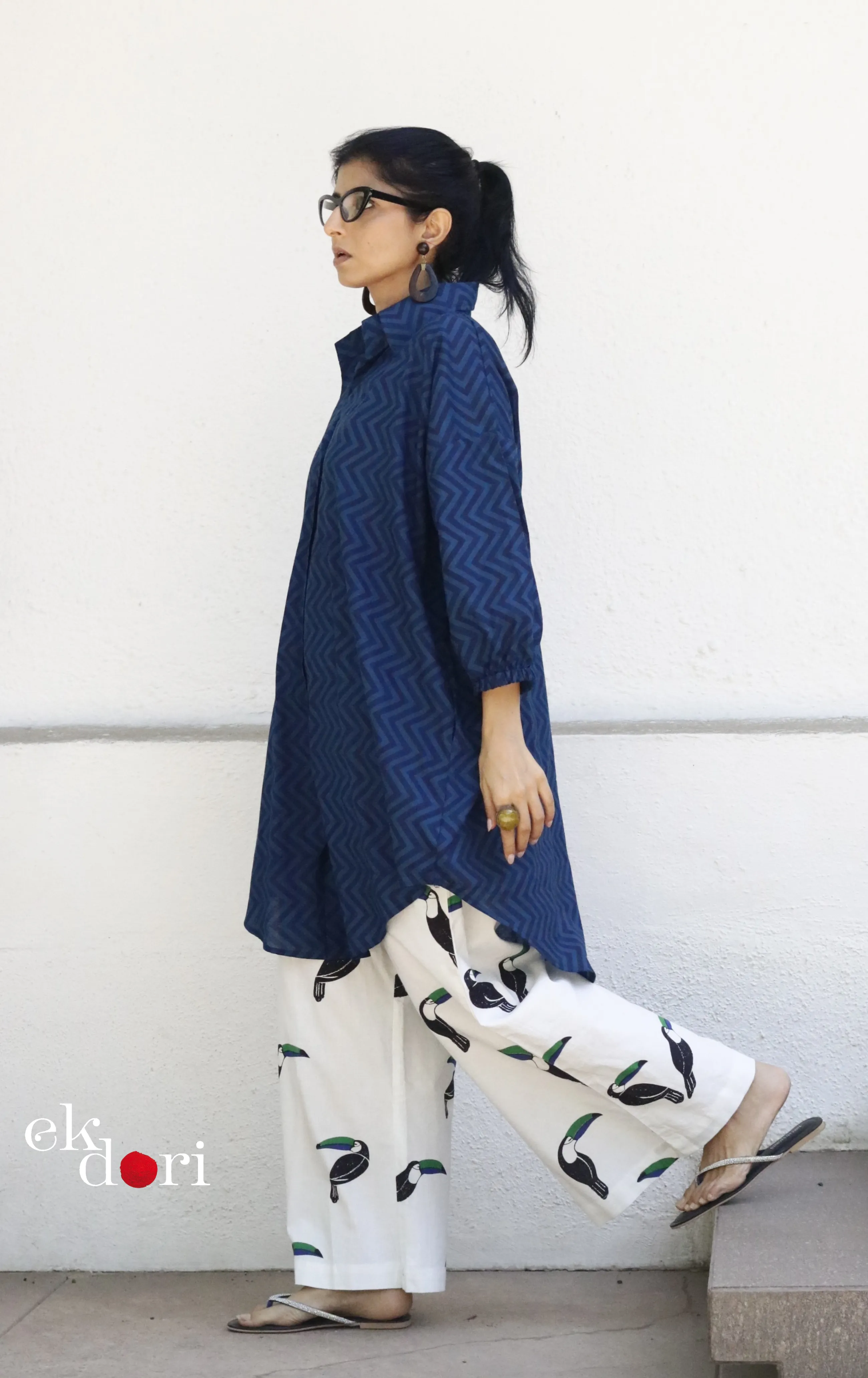 Blue Tucan Cotton Co-ord Set : Buy Kurta Palazzo Cotton Co-ord Set