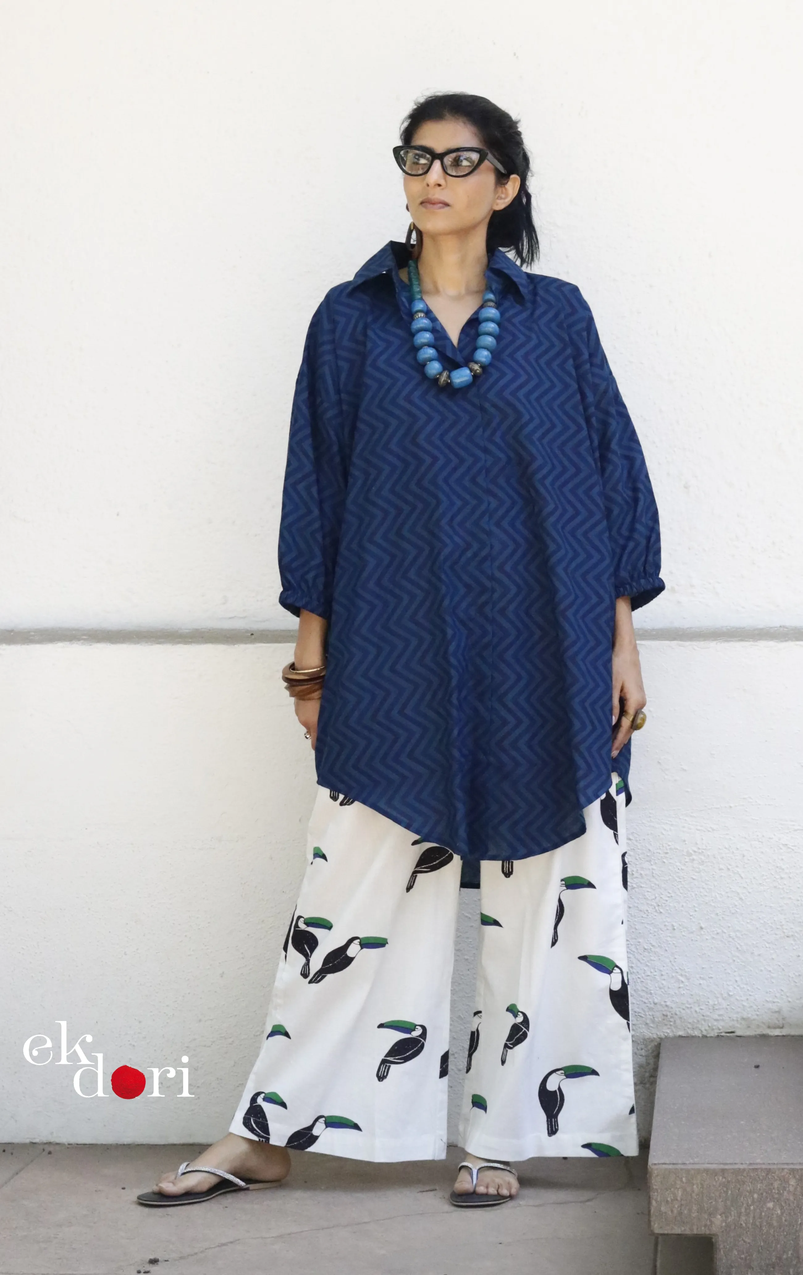 Blue Tucan Cotton Co-ord Set : Buy Kurta Palazzo Cotton Co-ord Set