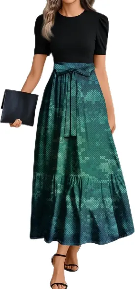 Boho Maxi Dresses Summer Tie Waist Church Dresses Short Sleeve Floral Wrap Dress Cute Beach Wedding with Belt