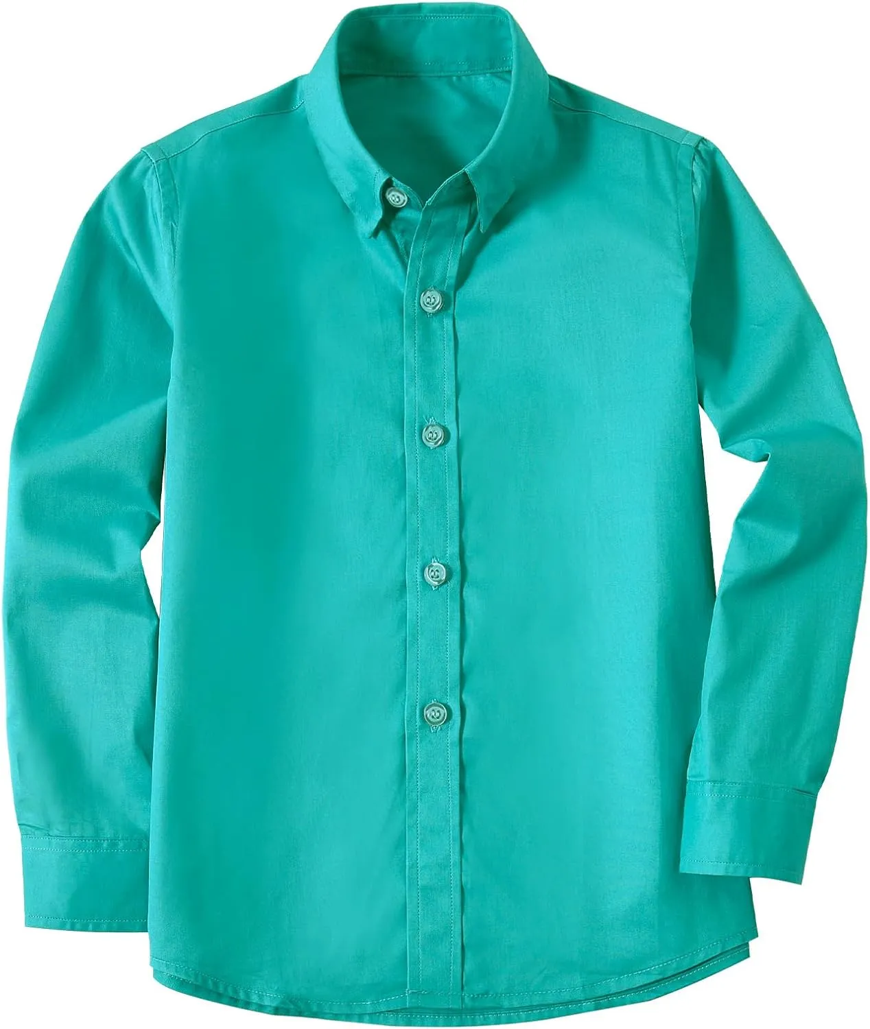 Boys' Button Down Dress Shirts Kids Long Sleeve Solid Collared Uniform Shirt for Toddler Boy (Size 2T-20)