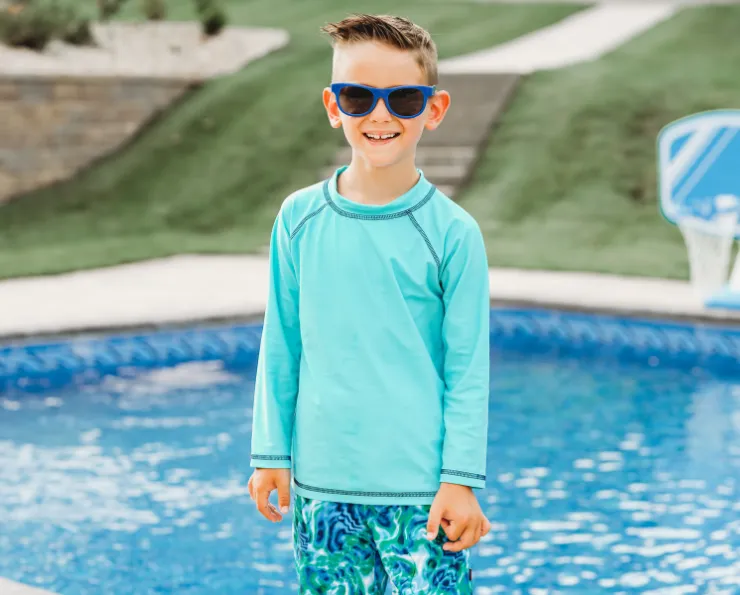 Boys UPF 50  Long Sleeve Rashguard | White