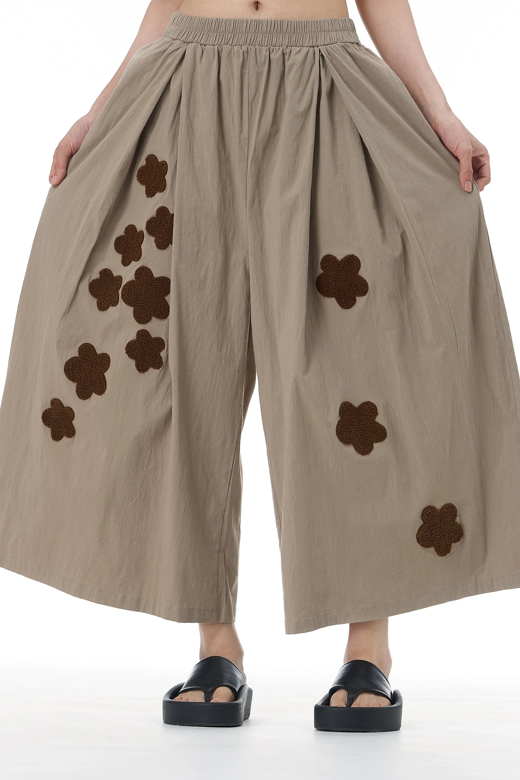 Brown Flower Embroidered Coord Set