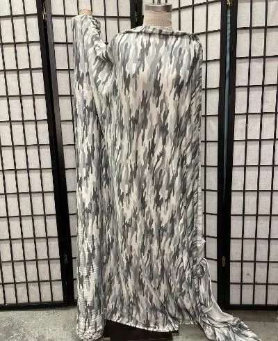 Camo Print French Terry - Grey