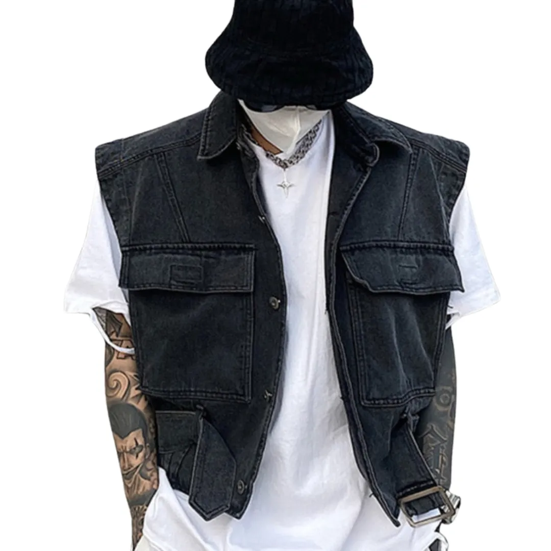 Cargo Pocket Denim Vest