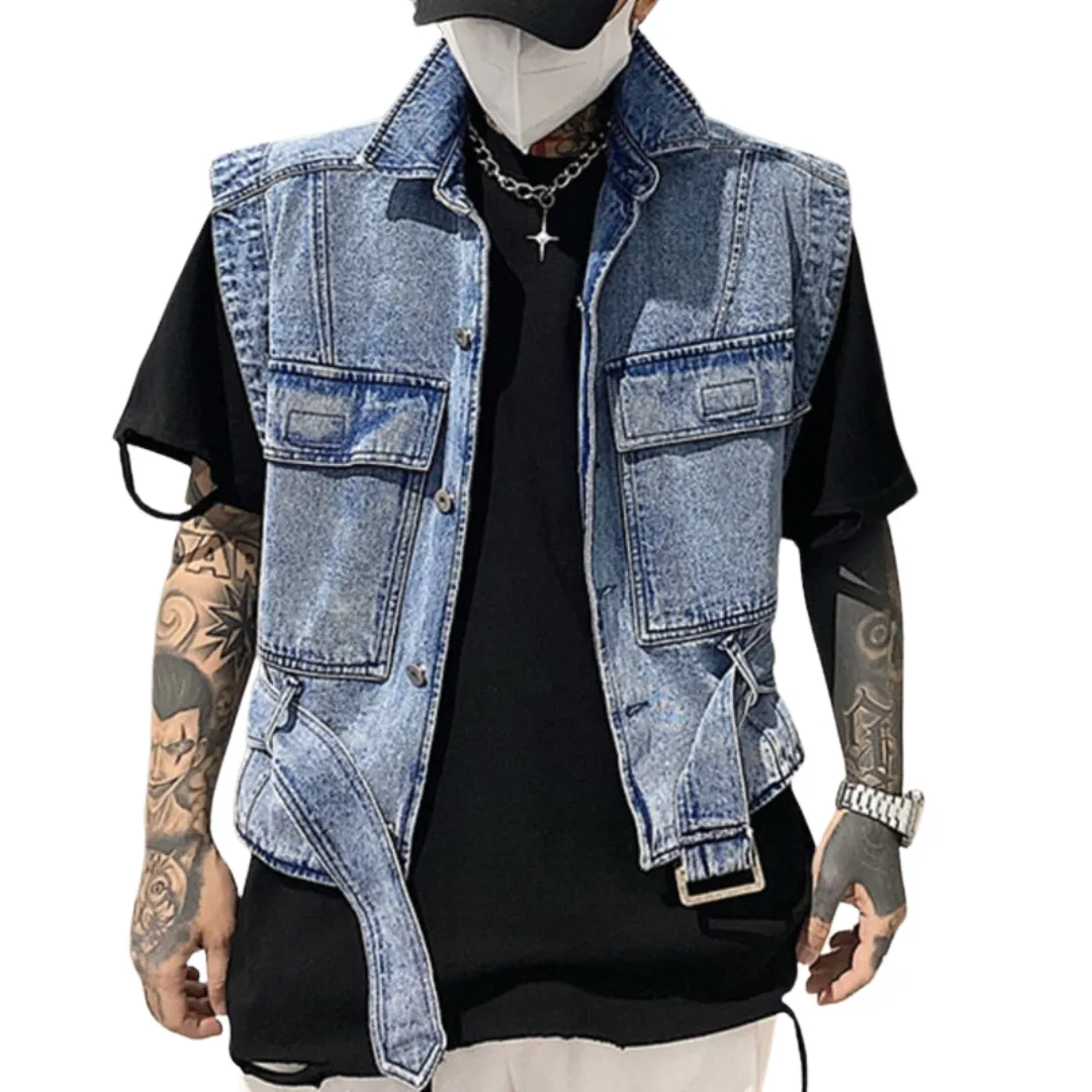 Cargo Pocket Denim Vest