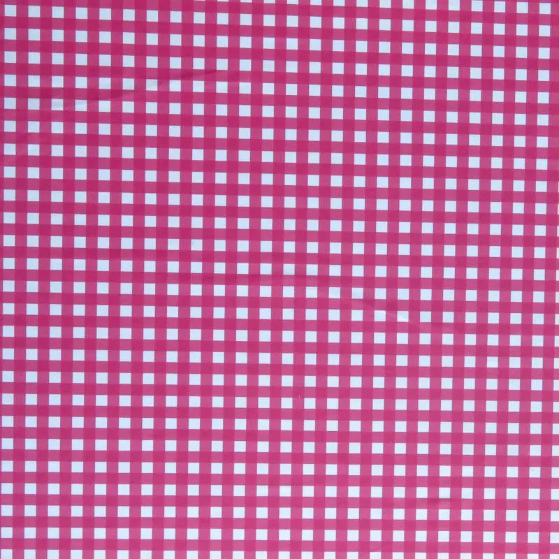 Carmine Rose Gingham Poly Spandex Swimsuit Fabric