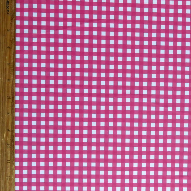Carmine Rose Gingham Poly Spandex Swimsuit Fabric